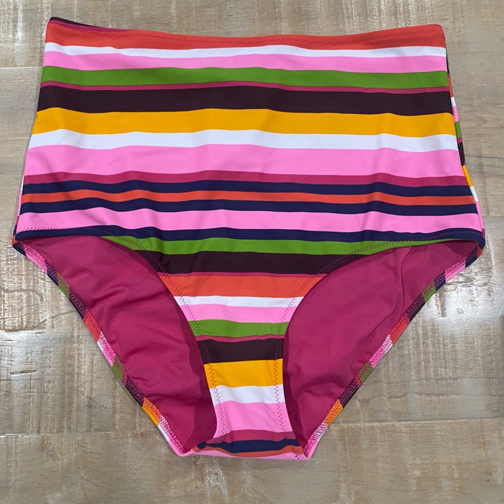 Aerie Hi-rise multicolor striped bikini bottom swim